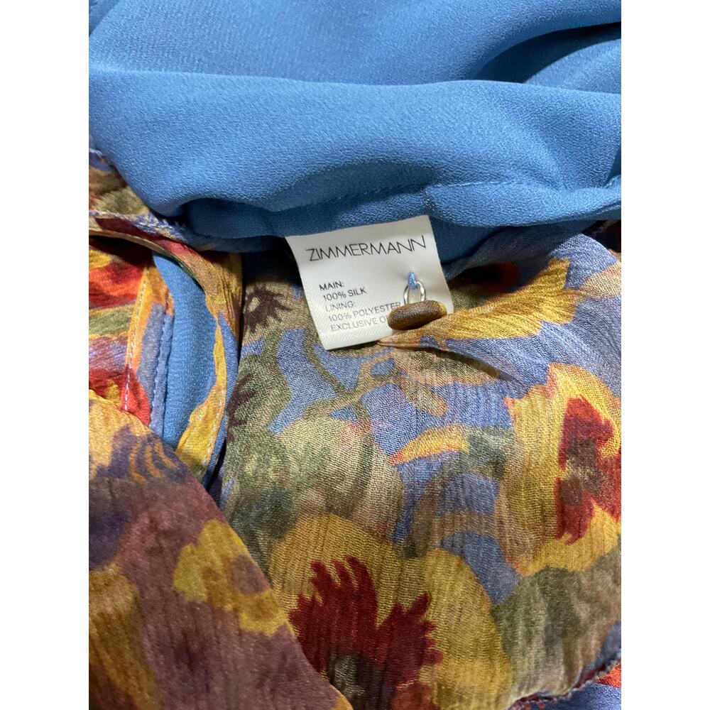 Zimmermann Silk Blue Floral Print Jumpsuit Size 0 - Picture 4 of 5